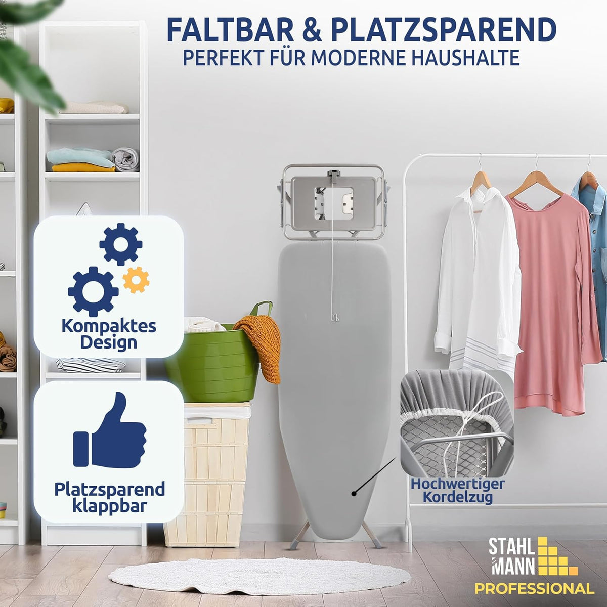XXL-Bügelbrett 130×48 cm – für Dampfbügelstation