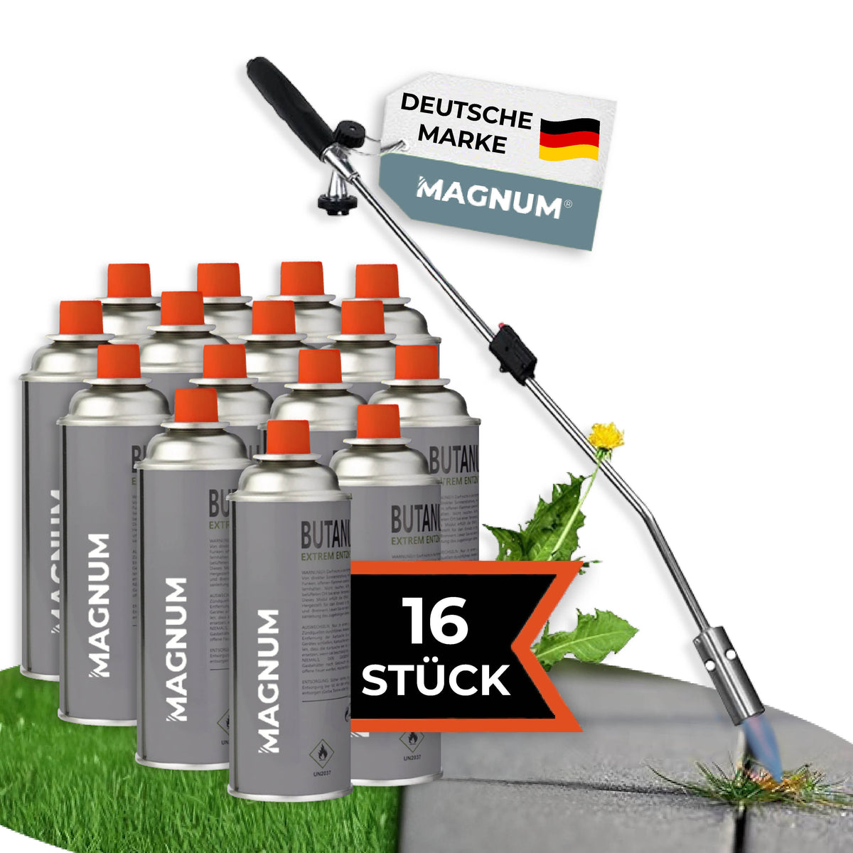 MAGNUM® Unkrautbrenner inkl. Gaskartuschen – kraftvolle & chemiefreie Unkrautvernichtung