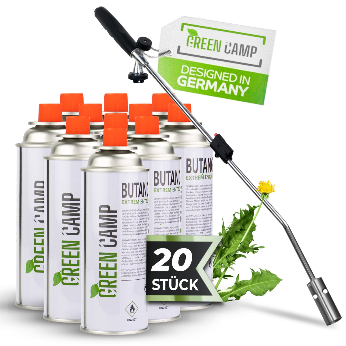 GreenCamp® Unkrautbrenner inkl. Gaskartuschen – Effektive & chemiefreie Unkrautvernichtung
