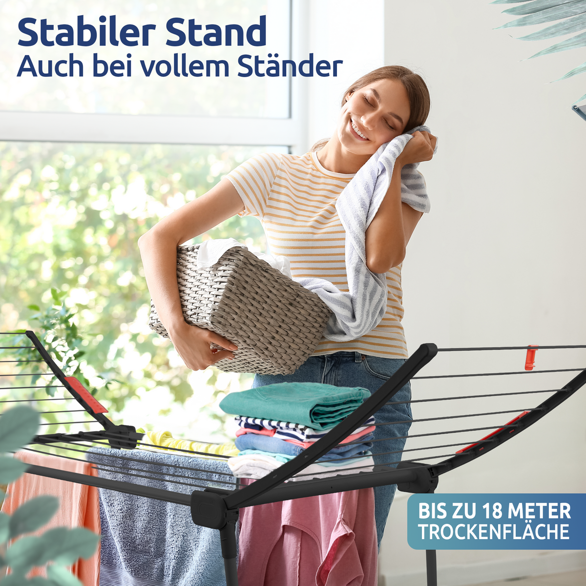 Stahlmann Astra Black Wäscheständer – 18 m Trockenfläche, klappbar & wetterfest