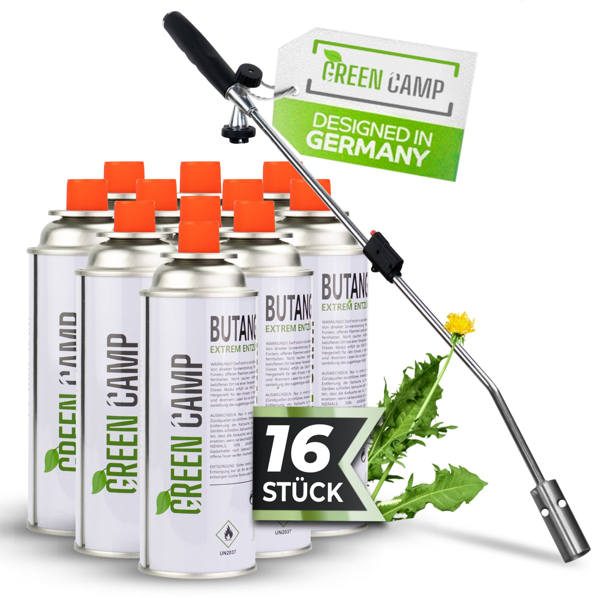 GreenCamp® Unkrautbrenner inkl. Gaskartuschen – Effektive & chemiefreie Unkrautvernichtung