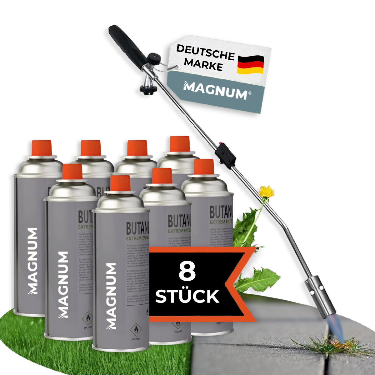 MAGNUM® Unkrautbrenner inkl. Gaskartuschen – kraftvolle & chemiefreie Unkrautvernichtung